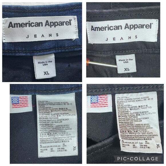 American Apparel The Easy Jeans L High Waisted Super Skinny Black/Blue Stretchy - Picture 7 of 8